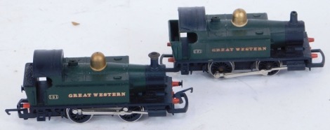 A Hornby OO gauge tank locomotive, Great Western green livery, 0-4-0, 101, and another. (2)