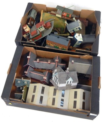 A group of model railway cardboard railway buildings. (2 boxes)