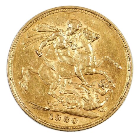 A Victorian full gold sovereign, dated 1880, 8g.