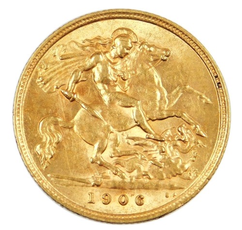 An Edward VII half gold sovereign, dated 1906, 4g.