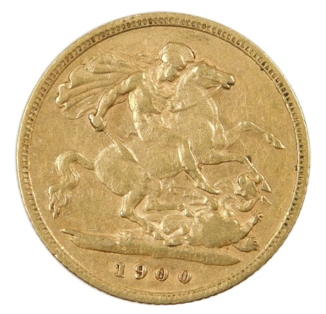 A Victorian half gold sovereign, dated 1900, 4g.