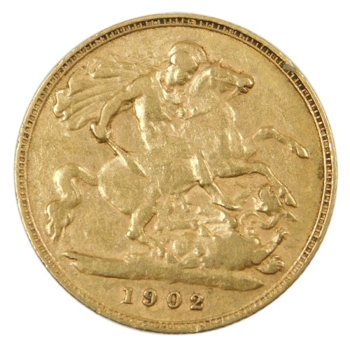 An Edward VII half gold sovereign, dated 1902, 4g.