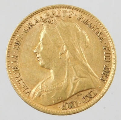 A Victorian half gold sovereign, dated 1894, 4g. - 2