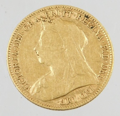 A Victorian half gold sovereign, dated 1896, 4g. - 2