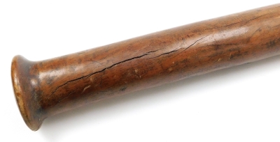 A 19thC Fijian Totokia (Pineapple) war club, of dense hardwood, the curved head carved with ten bands of hobnails, on a straight shaft terminating in a flared grip, 81cm wide. - 6