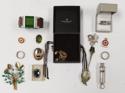 Silver and costume jewellery, gentleman's and lady's dress wristwatches, hat pins, an Acme City whistle, jam spoon, etc. (a quantity) - 4