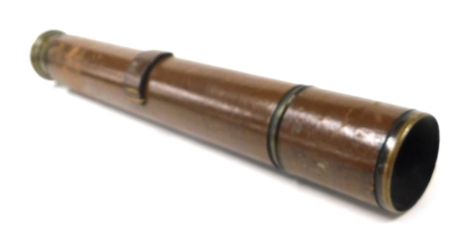 An early 20thC J H Steward Ltd rifleman three draw telescope, leather bound, 62.5cm extended.