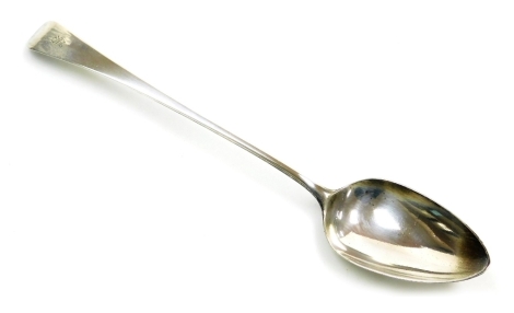 A George III silver Old English pattern basting spoon, initial engraved, George Smith, London 1799, 3.56oz, 30cm long.