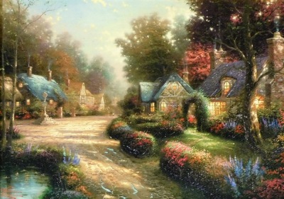 Thomas Kinkade. Various prints, to include Cobblestone Bridge 11.5cm x 16.5cm, A New Day Dawning 11.5cm x 16.5cm, Cobblestone Lane 11.5cm x 16.5cm, some unframed, many with certificates of authenticity. - 3