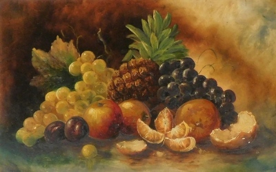 Early 20thC School. Still life depicting fruit, oil on board, unsigned, 29.5cm x 46cm.