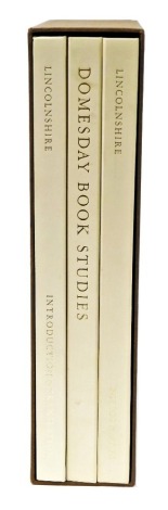 A set of three Electo Alecto Historial Editions works relating to Lincolnshire, comprising The Lincolnshire Doomsday, Doomsday Book Studies, Lincolnshire Introduction and Translation, published 1988, London, hardback, in outer slip cover.