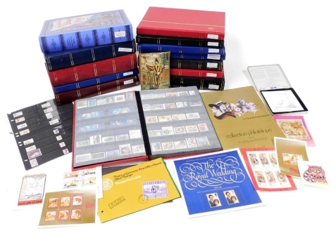 Philately; albums containing world stamps, for Germany, Asia and The Pacific, The Americas, Middle East, etc. (1 box)