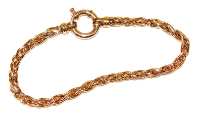 A 9ct gold fancy link bracelet, on a large bolt ring clasp, 7.5g.