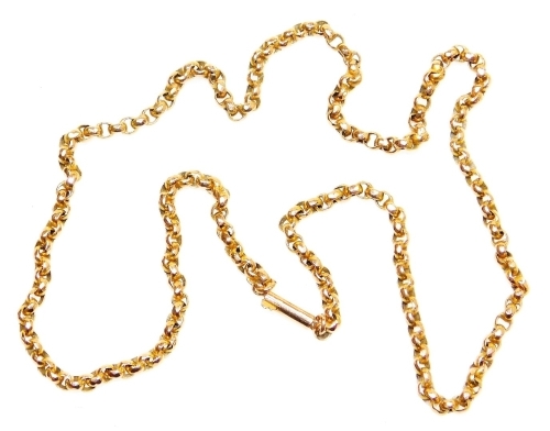 A 9ct gold belcher link neck chain, on a barrel snap clasp, 8.1g.