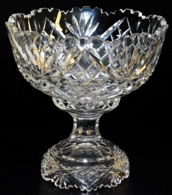 A Bohemian cut glass fruit bowl, on a separate stand, 26cm wide.