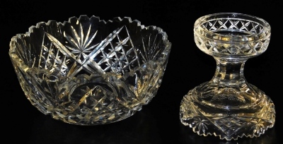 A Bohemian cut glass fruit bowl, on a separate stand, 26cm wide. - 2