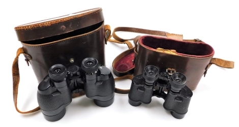 A pair of Ellgee Cadet 8x25 binoculars, and a pair of Ross Solaross 9x35 binoculars, both cased. (2)