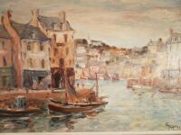 George Hann (20thC British). Harbour scene with fishing boats