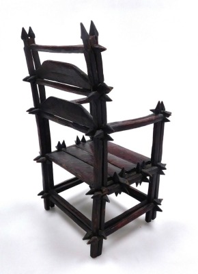 A late 19thC Continental stained wooden apprentice chair, 31cm high, 19cm wide. - 2