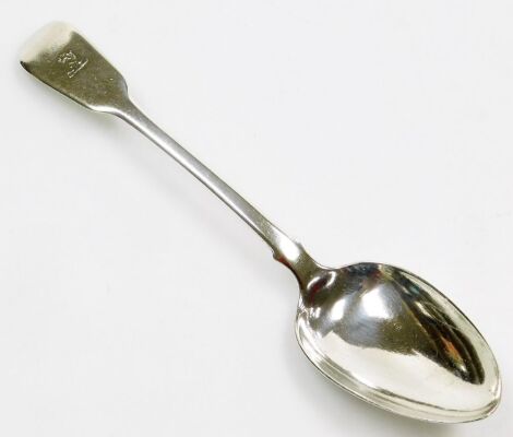 A William IV silver Fiddle pattern serving spoon, with engraved crest, London 1836, 2.45oz.