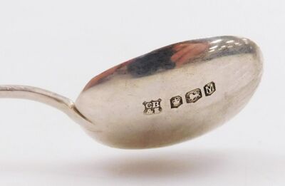 A pair of George III silver berry spoons, Christopher & Thomas Wilkes Barker, London 1801, 3.73oz, 22cm long, in a Mappin and Webb fitted case, and a set of six silver coffee spoons with bean terminals, boxed. - 2