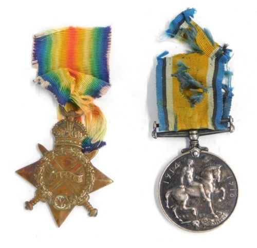 A 1914-1915 Star and British War Medal, awarded to 5784 Alfred Munn, and also as 28522 Royal Dublin Fusiliers. To Balkans 13th October 1915. Transferred Class 'Z' 22-2-1919. (2) NB. Lots 1 to 50 in this auction are being sold with proceeds of sale being d