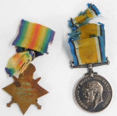 A 1914-1915 Star and British War Medal, awarded to 5784 Alfred Munn, and also as 28522 Royal Dublin Fusiliers. To Balkans 13th October 1915. Transferred Class 'Z' 22-2-1919. (2) NB. Lots 1 to 50 in this auction are being sold with proceeds of sale being d - 2