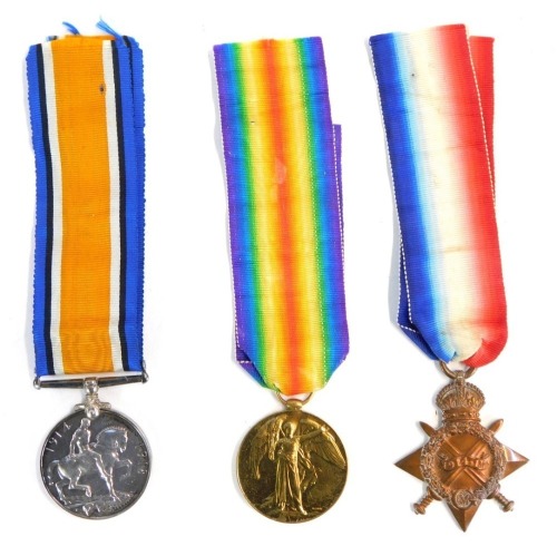 A Great War medal trio, awarded to 565 Sjt. John Goodwin Cowell 1/1st Royal Buckinghamshire Yeomanry. Notes: To Egypt 21 April 1915. Landed Suvla Bay 18 August 1915, returned Egypt December 1915. Transferred to the Western Front on January 1916. Discharg