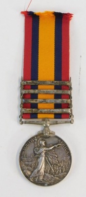 A Queens South Africa 1899-1902 medal, four clasps, comprising Cape Colony, Orange Free State, Transvaal, South Africa 1902. Named to 5190 Private J Hunt, 1st Battalion Connaught Rangers, with copy of Medal Roll. NB. Lots 1 to 50 in this auction are being - 2