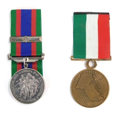 A Kuwaiti Liberation medal, together with a WWII Canadian Volunteer Overseas medal. (2) NB. Lots 1 to 50 in this auction are being sold with proceeds of sale being donated to Woody' Lodge Registered Charity (1173752) fund raising to continue their support