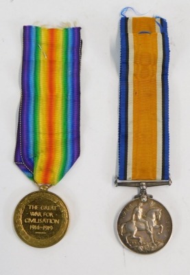 British War and Victory Medals, 2451 Pte. Bartholomew Hehir, South Irish Horse and later 7 Bn Royal Irish Regiment. Transferred to Class 'Z' Reserve 14 October 1919. (2) NB. Lots 1 to 50 in this auction are being sold with proceeds of sale being donated t - 2