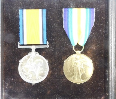 British War and Victory Medals, cased, plus a Memorial Plaque, framed, to S/40141 Pte. James Campbell 8th Bn Argyll and Sutherland Highlanders, who died on 20th November 1917, aged 26. Buried in Trescault Cemetery, France. From Dumbarton. He enlisted 4th - 2