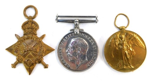 A 1915 Star Trio awarded to 2583 Pte Willie Hirst, Royal Munster Fusiliers. Landed Gallipoli 7th August 1915. Note: Later transferred to Labour Corps as 376491 Pte Willie Hirst. Hirst is a popular Yorkshire surname. Possibly recruited by Maj. Drage. NB.