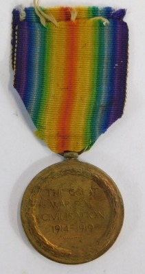 A Victory Medal awarded to Pte. Frank Webster 104842 Durham Light Infantry, later G/41054 Royal Munster Fusiliers. Note: Entitled British War Medal and Victory Medal. NB. Lots 1 to 50 in this auction are being sold with proceeds of sale being donated to - 3