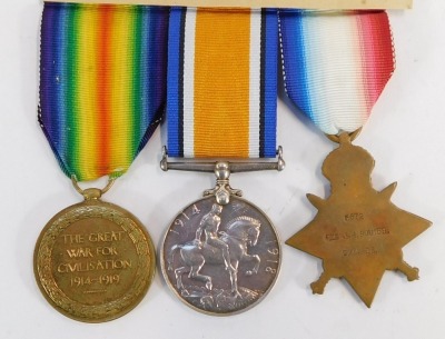 A 1914 Star Trio awarded to Pte. John Henry Squibb 2DG-5672, 2nd Dragoon Guards. Born Millbrook, Southampton 1879, joined Army 6th Dragoon Guards in April 1897. Served in Boer War. Entitled to Queens South Africa bars Paardeberg, Dreifontein, Johannesburg - 3