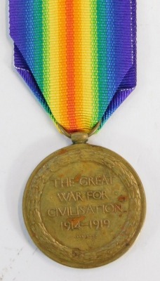 A Victory Medal awarded to 5/22108 Pte. John Curran, Royal Irish Rifles, later 18 London Regiment. NB. Lots 1 to 50 in this auction are being sold with proceeds of sale being donated to Woody' Lodge Registered Charity (1173752) fund raising to continue th - 3