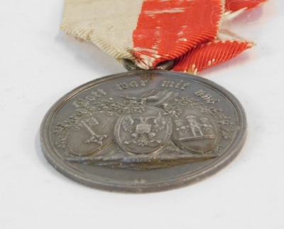 A Hanseatic Cities Napoleonic Campaigns Medal - Hanseatic Free Cities - War Commemorative Medal of the Hanseatic Legion, 1813-1814 (issued in 1815), silver, 36mm diameter, with replacement ribbon, fine condition. Issued to combatants who served the German - 2