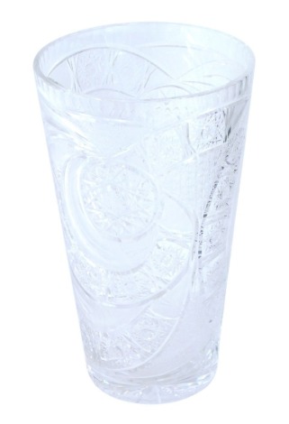 A Bohemian etched crystal vase, 30cm high.