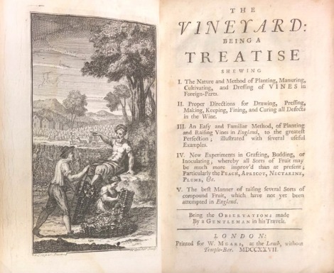 Book: The Vineyard: Being a Treatise Shewing, calf, printed London for W. Mears, at the Lamb, without Temple-Bar, 1727.