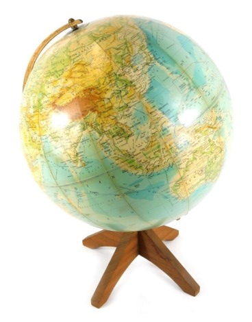 A Parent-Pupil World Master globe, circa 1964, printed by George Philip and Son Limited, London, raised on a wooden stand.