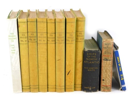 Books: maritime interest, including Sea Breezes, 8 vols various, AG Horton White, Ships of the North Atlantic, Francis Miltoun, Ships and Shipping, and Captain AG Course, Ships of the P&O. (11)