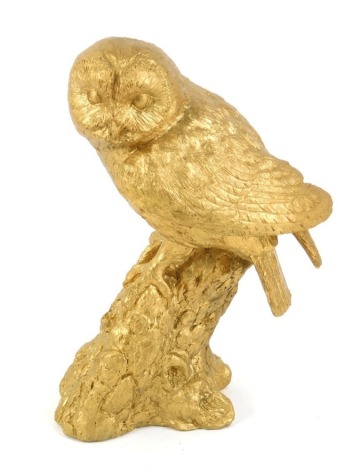 An Enesco studio gold figure of a Tawny Owl, A29320, 20cm high.