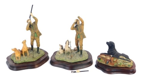 Three Border Fine Arts figure groups, of hunting figures and hounds. (AF)