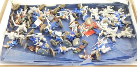 Various 20thC lead soldiers, Napoleonic Regiments, etc, some undecorated, others in blue, one in crouched position, holding rifle, 4cm high, etc. (a quantity)