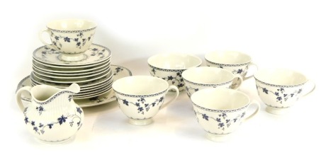 A Royal Doulton pottery York Town pattern part tea service, comprising cake plates, six cups and saucers, milk jug and sugar bowl.