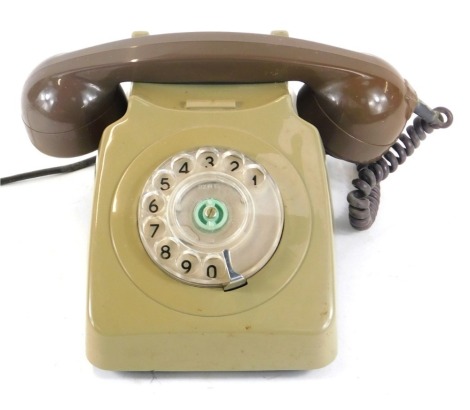 A brown plastic two tone telephone. (AF)