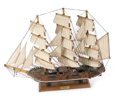 A Fregata XVIII Siecle wooden ship, 46cm high, 50cm wide.