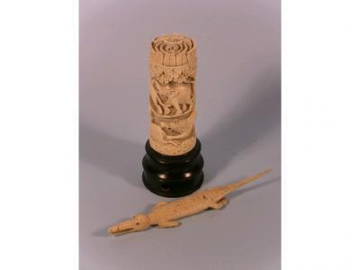 An early 20thC African ivory lamp