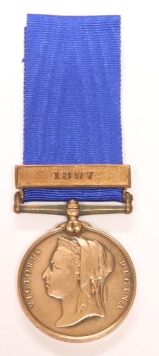 A Metropolitan Police Jubilee medal 1887 with 1897 bar, awarded to PC I. Smith (Wandsworth)