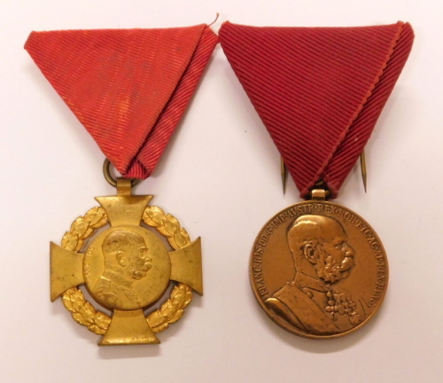 Two Emporer Franz Joseph Jubilee medals, being the 50th 18th August 1898 and 60th 14th August 1908. (2)